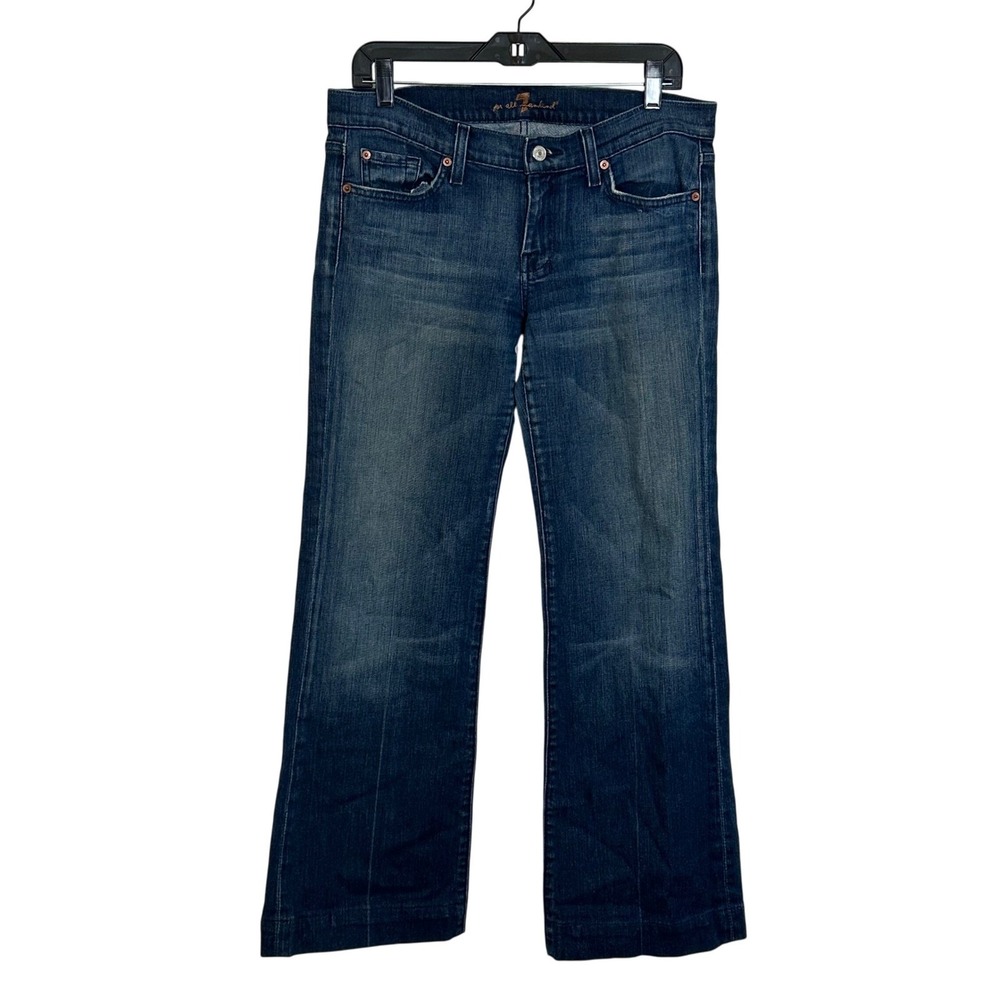7 For All‎ Mankind Dojo Wide Leg Flare Jeans Size 32 Blue Medium Wash Boho